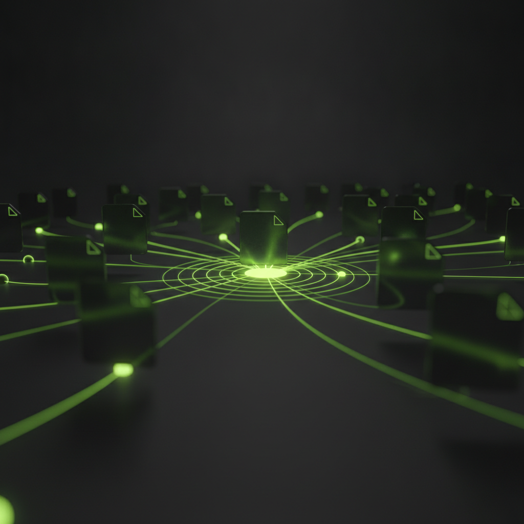 Concept illustration of information flowing through a connected network
