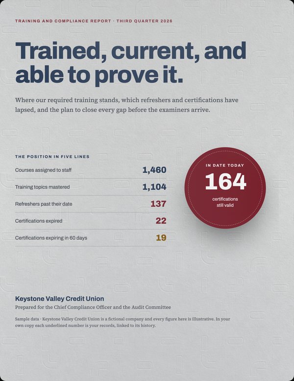 Illustrative cover for Training and Compliance Report
