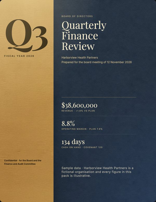 Illustrative cover for Quarterly Board Finance Review